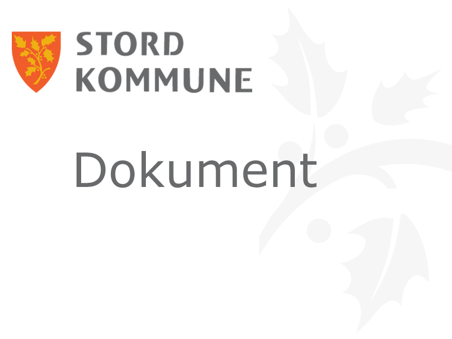 Stord Kommune Dokument – Dokumenter Frå Stord Kommune